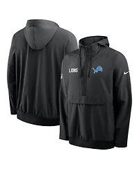 Nike Men's Black Detroit Lions Sideline Alt Pack Anorak Half-Zip Hoodie Jacket