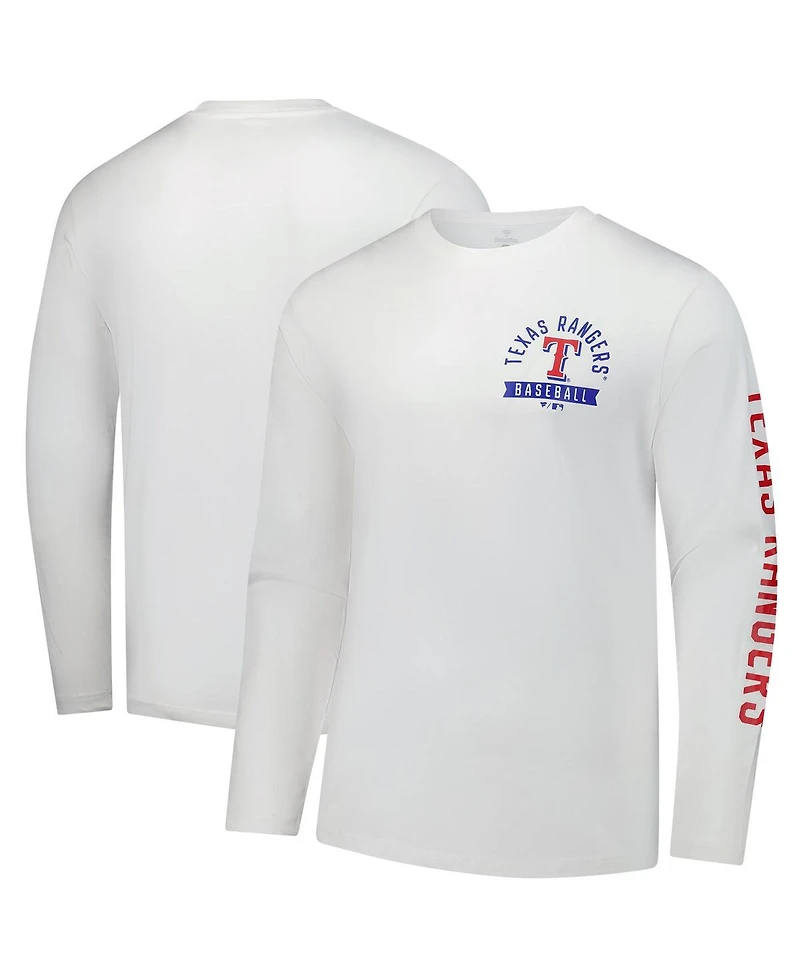Fanatics Men's White Texas Rangers Press Box Long Sleeve T-Shirt