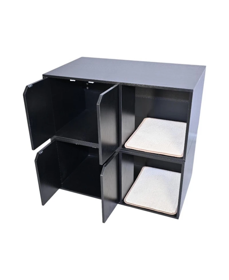 Streamdale Furniture Black Cat Litter Box Enclosure Furniture with Scratch Pad