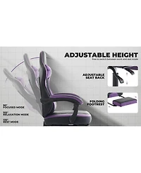 Streamdale Furniture Gaming Chair with Footrest & Massage - Black/Purple