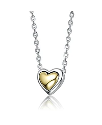 Rachel Glauber Two-Tone Sleek Heart Pendant Necklace