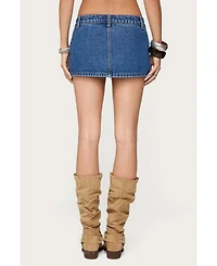 Edikted Womens Studded Grommet Denim Mini Skort