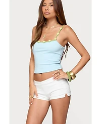 Edikted Womens Dima Crochet Trim Tank Top