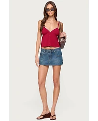 Edikted Womens Kellyn Button Contrast Babydoll Top
