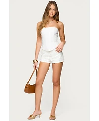 Edikted Women's Trisha Tassle Eyelet Shorts