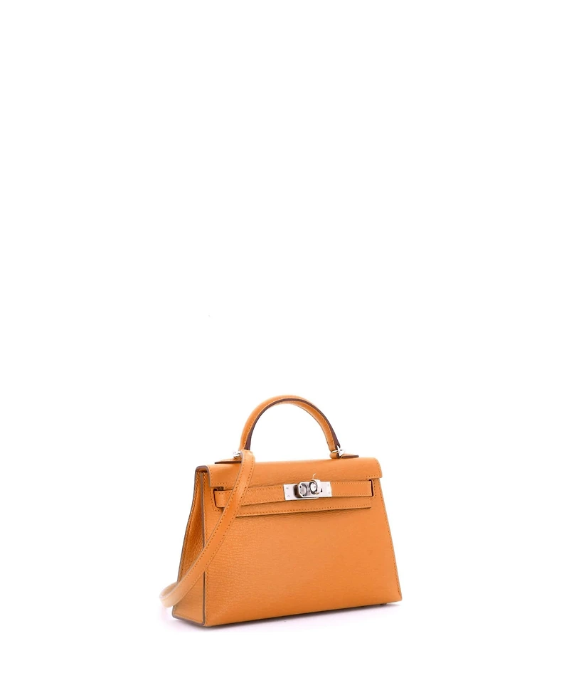 Pre-Owned Hermes Kelly 20 Handbag Verso Chevre Mysore with Palladium Hardware