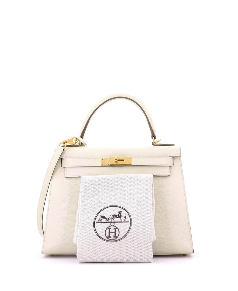 Pre-Owned Hermes Kelly 28 Handbag Light Epsom with Gold Hardware