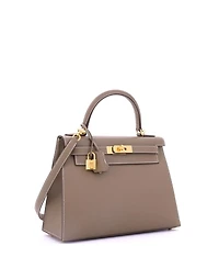 Pre-Owned Hermes Kelly 28 Handbag Grey Epsom with Gold Hardware
