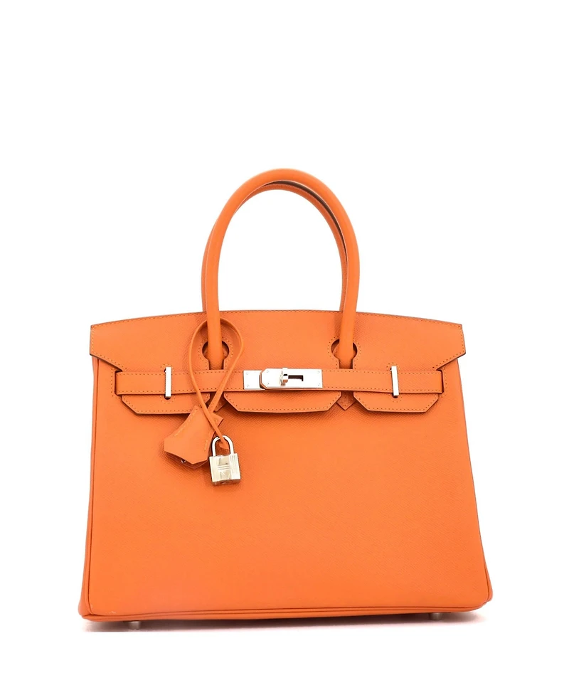 Pre-Owned Hermes Birkin 30 Handbag Orange Epsom with Palladium Hardware
