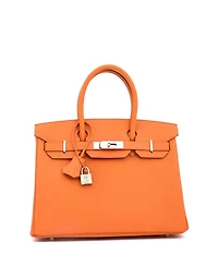 Pre-Owned Hermes Birkin 30 Handbag Orange Epsom with Palladium Hardware
