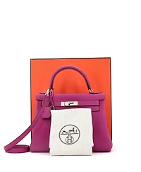 Pre-Owned Hermes Kelly 28 Handbag Pink Togo with Palladium Hardware