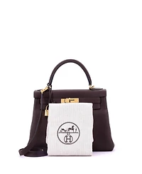 Pre-Owned Hermes Kelly 28 Handbag Brown Togo with Gold Hardware