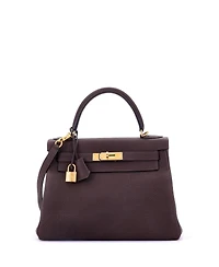 Pre-Owned Hermes Kelly 28 Handbag Brown Togo with Gold Hardware