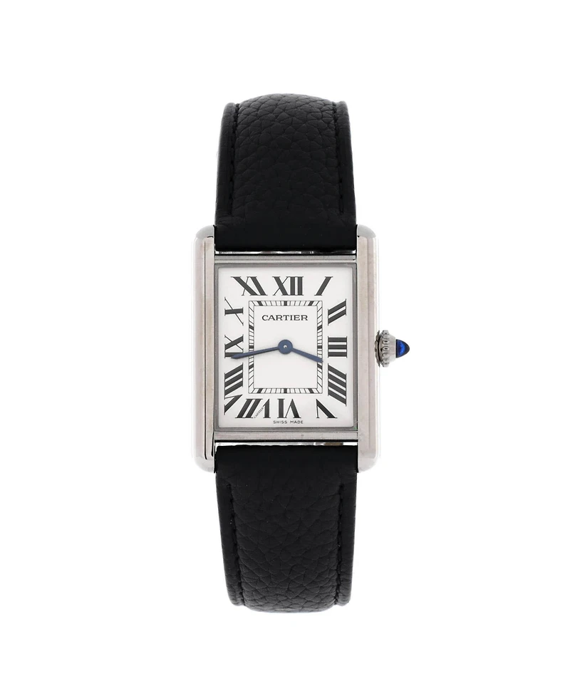 Pre-Owned Cartier Must de Cartier Tank Quartz Watch in Stainless Steel and Leather 25mm
