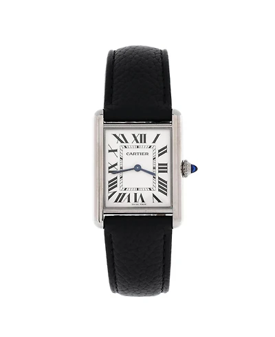 Pre-Owned Cartier Must de Cartier Tank Quartz Watch in Stainless Steel and Leather 25mm