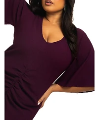 Fashion-szn Curve Women's Flutter Sleeve Midi Dress