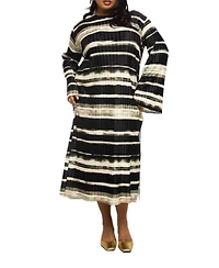 Fashion-szn Curve Women's Striped Plisse Midi Dress