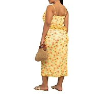 Fashion-szn Curve Women's Floral Print Peplum Midi Dress