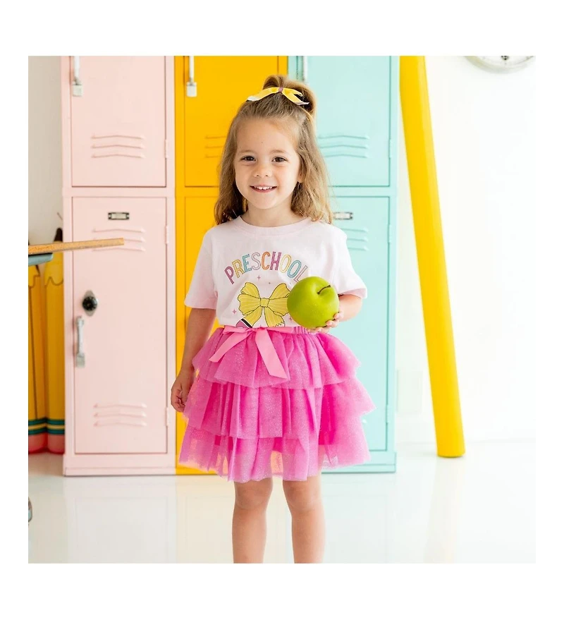 Sweet Wink Little and Big Girls Raspberry Bow Tiered Tutu Skirt