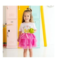 Sweet Wink Little and Big Girls Raspberry Bow Tiered Tutu Skirt