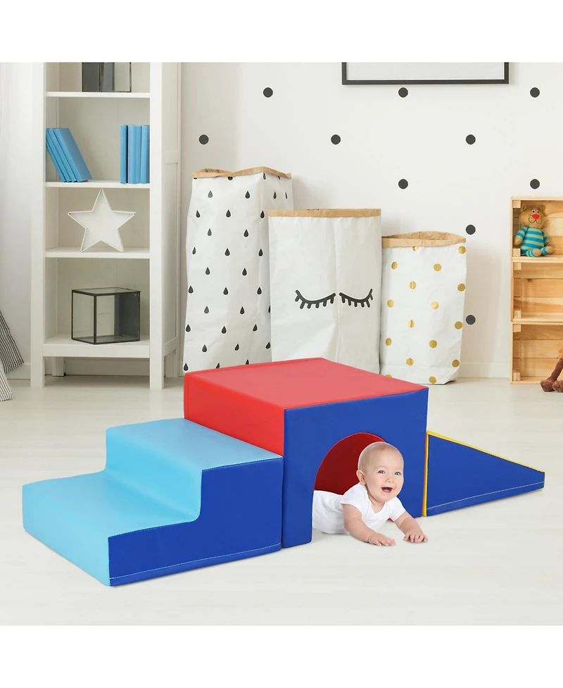 Gymax Toddler Climb & Crawl Activity Playset Blocks w/ Waterproof Pu Cover Epe Foam
