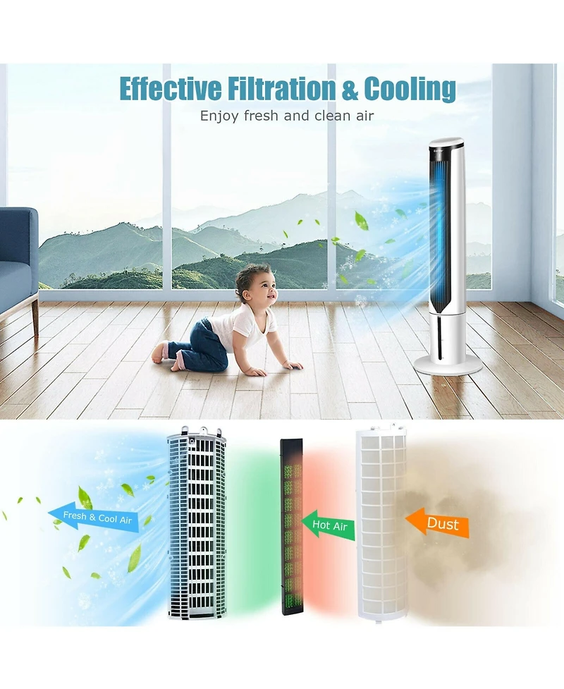 Evaporative Air Cooler with 3 Speeds and Modes for Home or Office Cooling