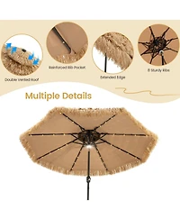 Mecale 9 Feet Solar Powered Thatched Tiki Patio Umbrella with Led Lights
