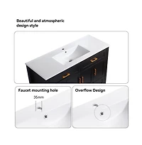 Casainc 48" Black Vanity Set with Ceramic Sink, 4 Soft-Close Doors & 4 Drawers, Stylish Bath Organizer