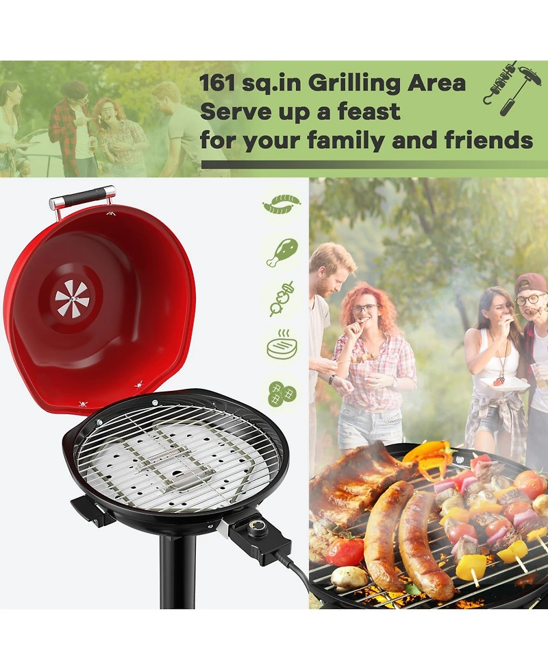 1600W Portable Electric Grill with Removable Non-Stick Rack for Indoor & Outdoor Use