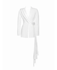 Miss Circle Women Vandra White Draping Blazer Jacket
