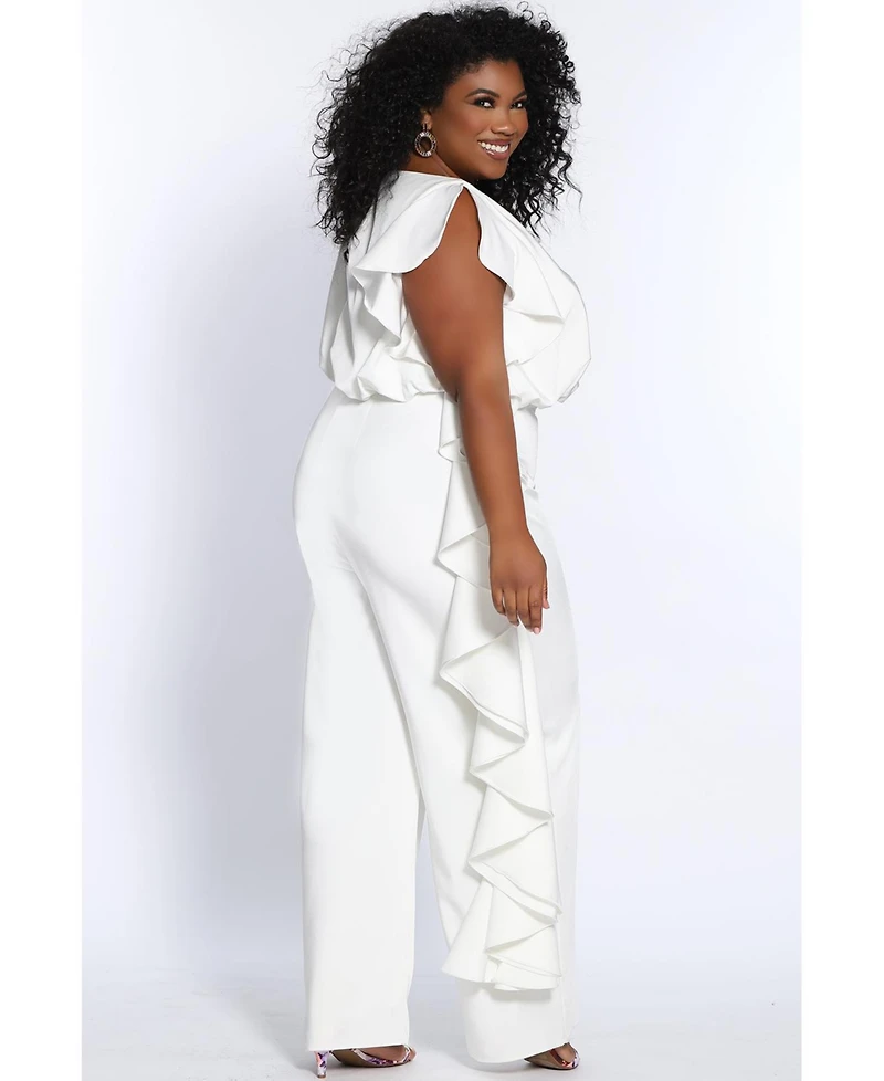 Celebrations by Sydney's Closet Women's Crepe Ruffle Jumpsuit