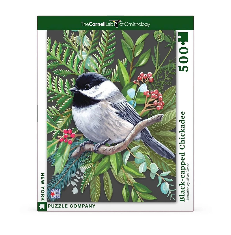 New York Puzzle Company Black-capped Chickadee 500 Piece Puzzle