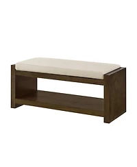 Streamdale Furniture 40" Ivory Bench with Shoe Rack & Removable Cushion