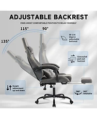 Streamdale Furniture Gaming Chair Massage Lumbar Support Footrest Grey