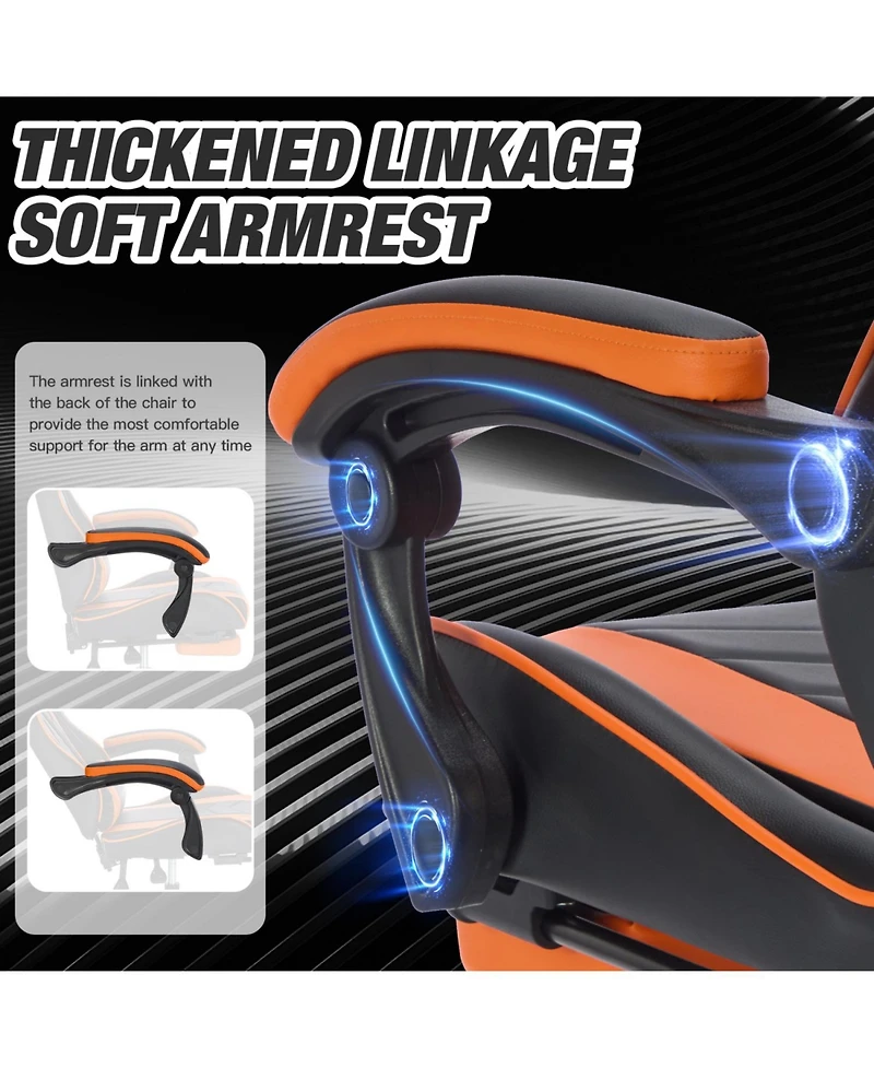 Streamdale Furniture Gaming Chair with Footrest Headrest & Lumbar Support - Black/Orange