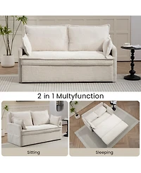 Streamdale Furniture Corduroy Convertible Sleeper Sofa Bed with Usb Ports