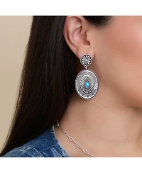 Jessica Simpson Western Round Concho Drop Earrings