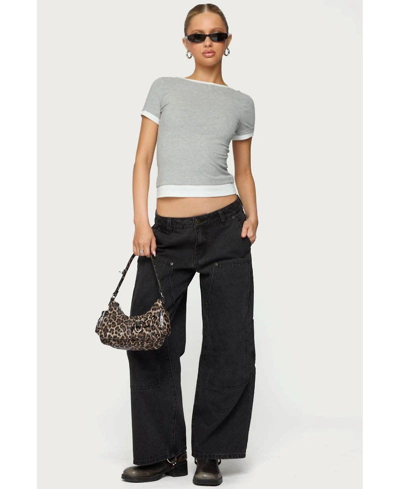 Edikted Women's Ayla Low Rise Carpenter Jeans