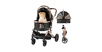Aostirmotor 4 in 1 Pet Stroller with Detachable Carrier, 180° Reversible Canopy, All Terrain 4-Wheel,45 lbs Capacity for Dogs