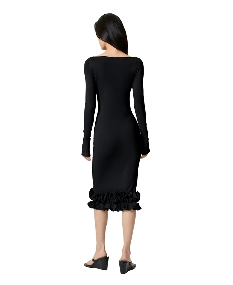 Nocturne Women's Jersey Maxi Dress with Ruffle Detail