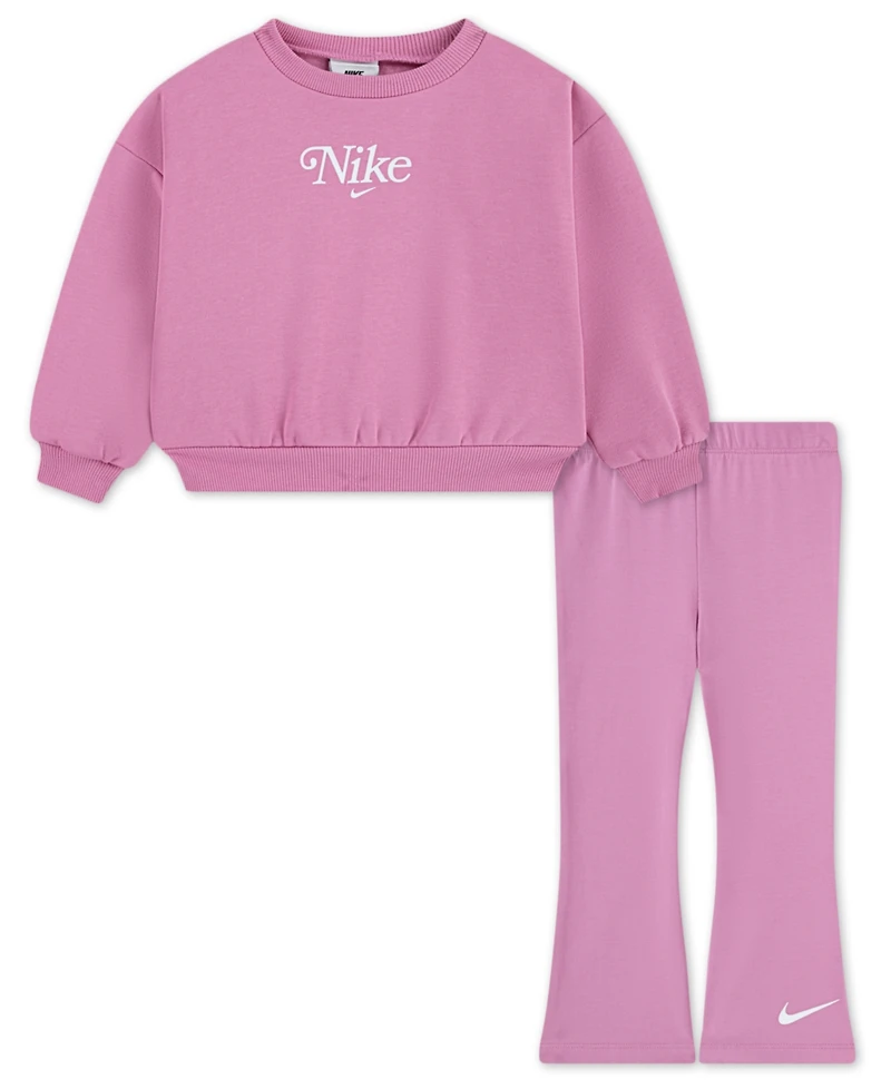 Nike Girls 2T-6X 2-Piece Solid Crewneck Top and Leggings Set