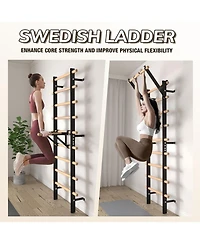 Er Kang Swedish Ladder – 9-Rod Stall Bar with Pull-Up & Dip Bars, Core & Stretching Trainer