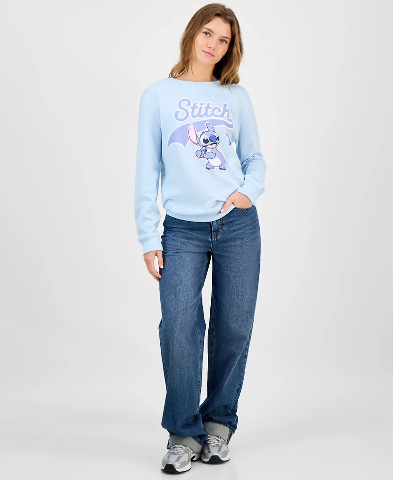 Disney Juniors' Stitch Graphic Cotton Crewneck Sweatshirt