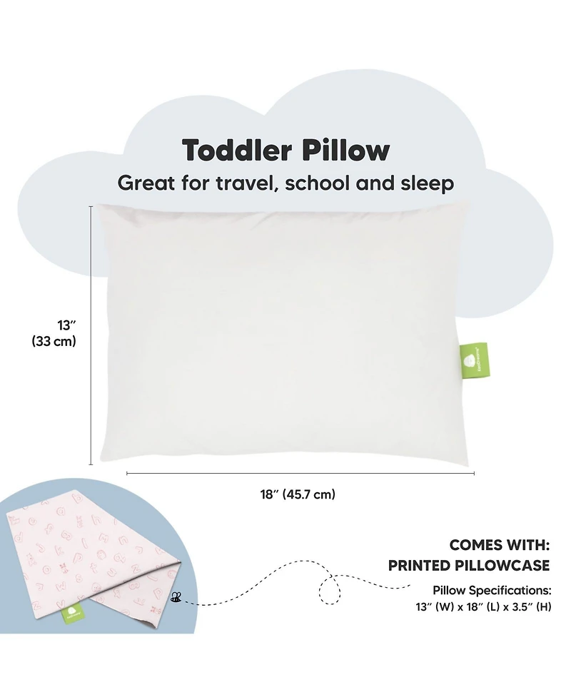 KeaBabies Toddler Pillow with Pillowcase, Small for Sleeping