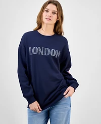 Rebellious One Juniors' London-Graphic Sweatshirt