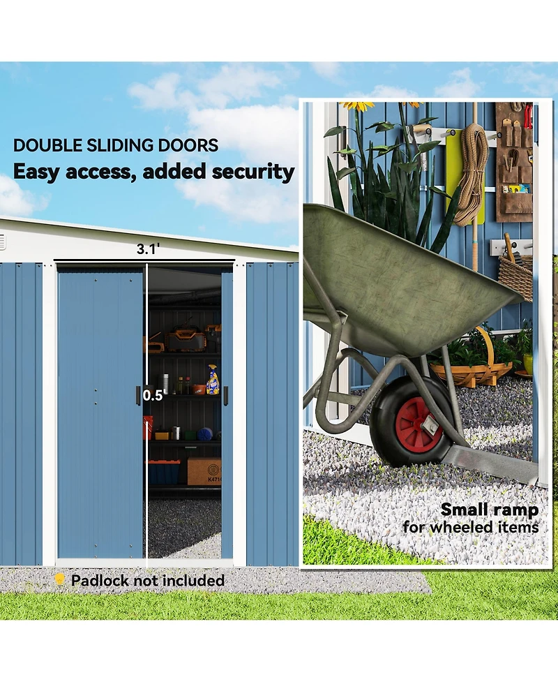 Outsunny 11' x 9' Metal Outdoor Storage Shed with Lockable Doors
