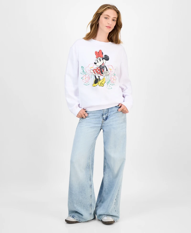 Freeze 24-7 Juniors' Minnie Mouse Graphic Embroidered Sweatshirt