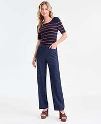 Tahari Asl Women's High-Rise Press-Pleat Denim Pants