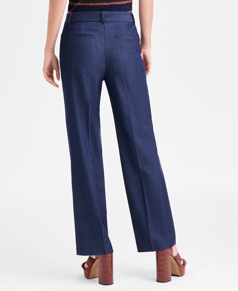 Tahari Asl Women's High-Rise Press-Pleat Denim Pants