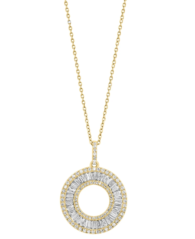 Effy Collection Diamond Circle Pendant Necklace (1-1/10 ct. t.w.) in 14k Yellow Gold, 17" + 1" extender